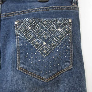 Code Bleu Gwen Jeans Size 10 (32X20) 5-Pocket Embellished Stretch Med Wash Denim - Picture 1 of 10