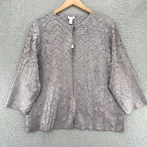 Chicos Jacket Women 2 US Large Lucetta Gray Travelers Crushed Texture Casual NWT - Picture 1 of 10