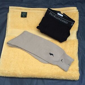 Ralph Lauren Bath Towel 30"X58" Cotton Briefs size 30 Men Socks size Medium