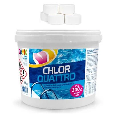 Chlortabletten Multifunktion Quattro Tabs 3in1 für Pool Pflege für Schwimmbad Ch - Bild 1 von 2