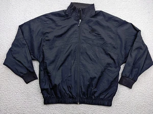 Vtg 90s Nike Mens L All Black Ski Windbreaker Jacket Full zip - Picture 1 of 11