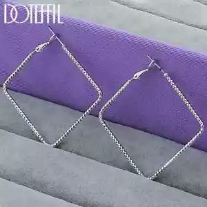 Pendientes de aro cuadrado simple de plata esterlina 925 Doteffil joyería de boda - Imagen 1 de 6