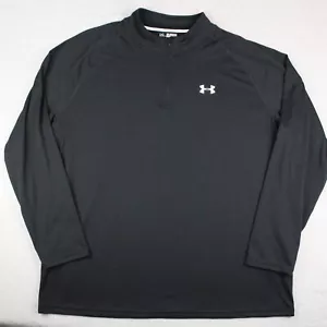 Under Armour Tech Heatgear 1/4 Zip Loose Pullover Mens Size 2XL Black Polyester - Picture 1 of 8