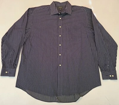 Men's Harold Powell Long Sleeve Dress Shirt, Size XL, Dark Blue & White Striped - Image 1 of 4
