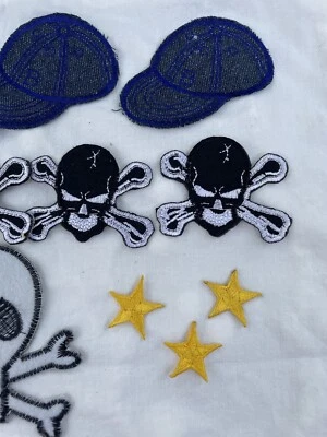 CraftbuddyUS 11 Pcs Iron On Fabric Skulls Motif Embroidery Patches, DIY, Sewing - Image 1 of 3