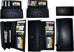Lote de 6 Nuevas Cartera Chequera Mujer, Cuero Negro Damas Chequera Cartera Nueva - Imagen 1 de 12