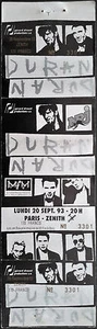 ** DURAN DURAN ** - BOLETO DE CONCIERTO VINTAGE COMPLETO Y SIN USAR - 1993 - PARÍS, FRANCIA - Imagen 1 de 1