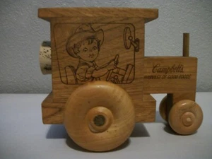 CAMPBELL'S WOODEN TRACTOR "HARVEST OF GOOD FOODS" BANK, 1988 - Picture 1 of 9