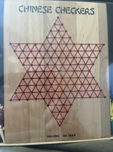 NEW Vintage Chinese Checkers WOOD Travel Set No. 563 Game in Plastic Case 8"x 8" - Picture 1 of 6