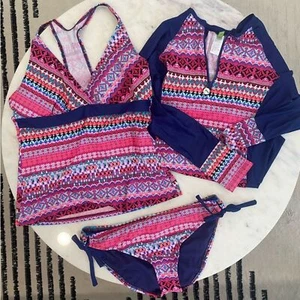 Next by Athena 3 Piece Pink Aztec Swimwear sz L Shirt & Bottoms 36 B/C for Top - Picture 1 of 10