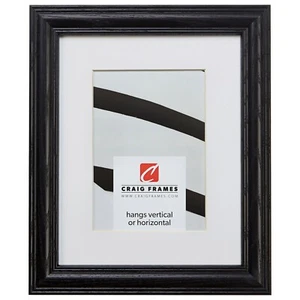 Craig Frames 1.25" Wide Traditional Black Wooden Picture Frame With a Single Mat - Picture 1 of 9