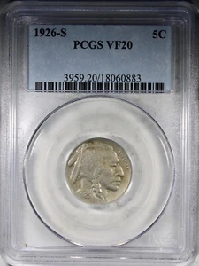 1926-S Buffalo Nickel PCGS VF20 KEY DATE 5C Low Grade - Picture 1 of 2