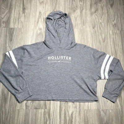 Sudadera con Capucha Hollister Recortada Para Mujer Gris Mediana Rayas Ligera Sur de Cali Foto 1 de 4