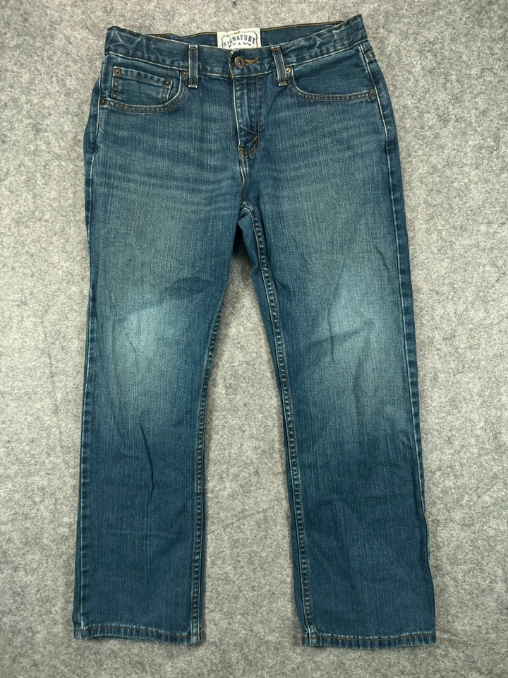 Тонкие прямые мужские джинсы Signature от Levi Strauss для подростков 31 цвет синий с завышенной талией  - Изображение 1 из 4