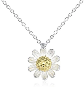 Daisy Flower Pendant Necklace for Women Little Girls Kids S925 Sterling Silver T - Picture 1 of 12