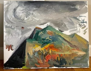 Kubismus Berg Epischer Realismus Landschaft Ölgemälde 16x20 Leinwand BVC Original - Bild 1 von 2