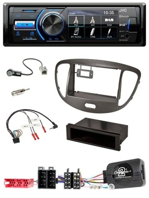 JVC Bluetooth Lenkrad USB DAB Autoradio für Hyundai i10 ISO 2009-13 dunkelsilber - Bild 1 von 4