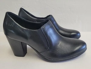 B.Ø.C. Børn Concepts Slip On Loafer-Style Heels Black Leather Size US 11 EU 43 - Imagen 1 de 10
