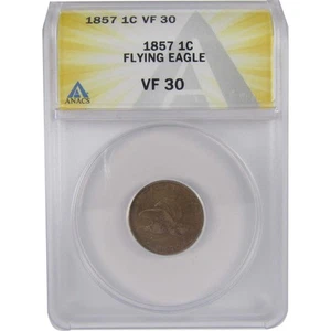 1857 Flying Eagle Cent VF 30 ANACS Penny 1c Coin SKU:I17859 - Picture 1 of 4