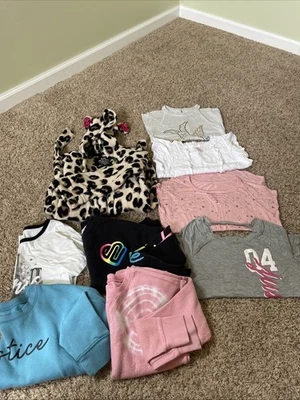 Girls Justice Clothing Lot Of 9 Size 8 Shirts Sweatshirt Kitty Robe - Image 1 of 4