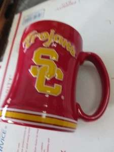 USC Trojans Coffee Cup, 3D Logo Maroon, Licensed Raised Lettering w/Tag EX - Picture 1 of 10