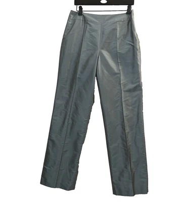 Pantalones de vestir Talbots para mujer plateados lisos 10 seda cremallera botón pierna recta Foto 1 de 4