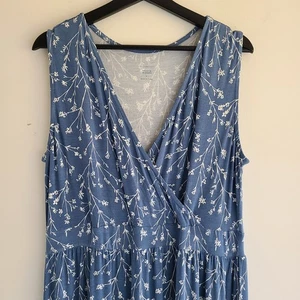 41 Hawthorn Shift Maxi Dress XL Blue Floral Print Jersey Knit Sleeveless Casual - Picture 1 of 7