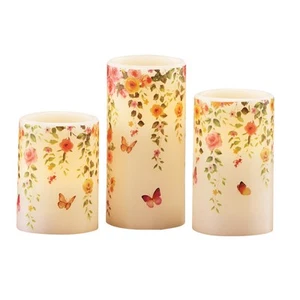 LED Lighted Colorful Rose Flameless Battery-Operated Candles - Set of 3 - Picture 1 of 2