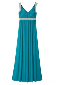 Damen Tüll Perlenstickerei A-Linie Brautjungfer Ballkleider Lang Cocktail Abend XXL - Bild 1 von 3