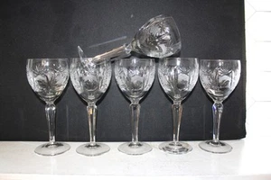 6 Elegant Cut Crystal Wine Glasses Lyngby Heidelberg - Picture 1 of 3