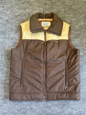 Vintage 80s Op Ocean Pacific Double Sided Puffer Vest Brown/Tan Size Large Rare - Image 1 of 4