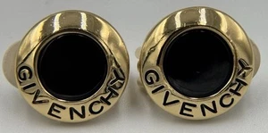 Vintage Givenchy Gold Tone and Black Circular Earrings - Picture 1 of 13