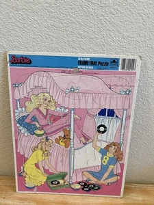 RARE 1985 Mattel Extra Thick Frame Tray Puzzle Golden Barbie Sleep over Party ♻️ - Picture 1 of 6