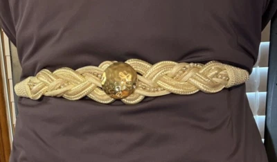 * Cinturón de cuerda vintage dorado perla talla mediana/grande 39"" cintura Foto 1 de 4
