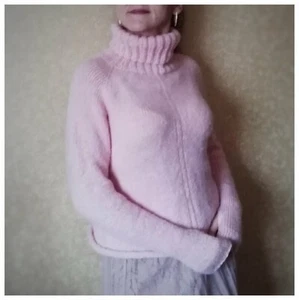 Rosa Strick Hand Flauschig Warm Damen Pullover Leicht Elegant Fingerlos Rollkragen - Bild 1 von 12