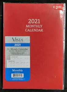 Vista 2021 12 Month Planner Calendar Daily Organizer Plastic Cover Red 7 x 9.5" - Picture 1 of 2