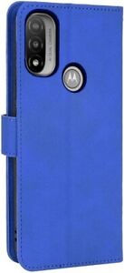 Blue For Moto E20/E30/E40 Leather Magnetic Wallet Flip Phone Case Stand Cover