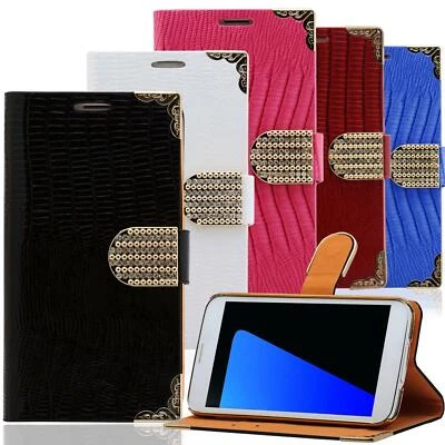 Handy Tasche für HTC One M9 M8 M7 Schutz Hülle Glitzer Case Strass Wallet Cover - Bild 1 von 4