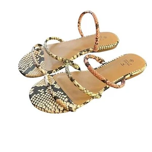ALDO Call it spring vegan Snake Print sandals size 6.5 NWOB Vacation Beachy - Picture 1 of 8