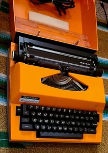 Vintage Orange Adler Meteor German Made Electric Typewriter with Case Works - Picture 1 of 11