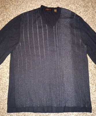 SUÉTER DE HOMBRE METROPOLITAN BY LORD & TAYLOR NEGRO/GRIS CUELLO EN V TALLA L Foto 1 de 4