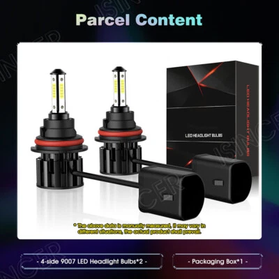 4SIDE 9007 HB5 Car LED Headlight Bulb Kit 6000K White High Low Beam Light Bulb P - Image 1 of 4