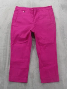 Adrianna Papell Cropped Pants Women's 12 Hot Pink Stretch Faux Pockets - Picture 1 of 11