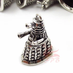 Dalek Robot Charm - 1/2/5 Wholesale Antiqued Silver Plated 34mm Pendants SC0178 - Picture 1 of 2
