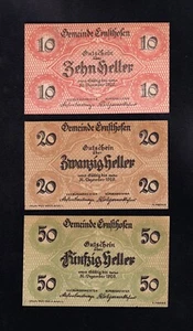 F.C. AUSTRIA , 10 - 20 - 50 HELLER 1920 , S/C- ( AUNC ) . - Picture 1 of 2