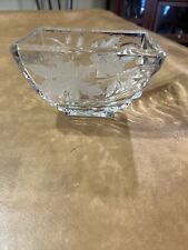 FTDA 1989 24+% LEAD CRYSTAL VASE CANDY DISH LEAVES DECORATIVE COLLECTIBLE