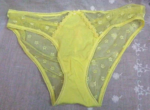 Vtg Women's VICTORIA'S SECRET Panties LowRise Hiphugger YELLOW LACE 36009959 - L - Picture 1 of 8
