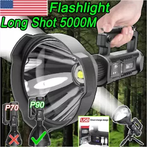 200000LM Torch LED Flashlight USB Rechargeable Searchlight Spotlight Work Light - Picture 1 of 11