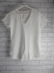 Vintage Johnny Was womens top blouse white lace sheer S, 10 v-neck - Picture 1 of 10