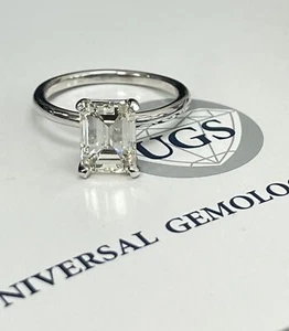 Emerald Solitaire Diamond Ring EGL Certified 2.50 Carats White Gold - Picture 1 of 5